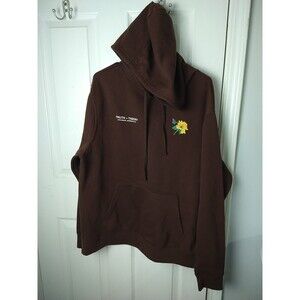 Truth And Theory Woman's L Hooded Sweatshirt Floral Graphic Back Brown Casual